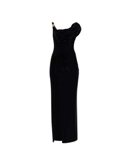 Versace Black Velvet Dress With Draping