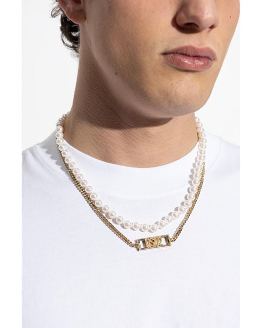 DSquared² White Logo Necklace for men