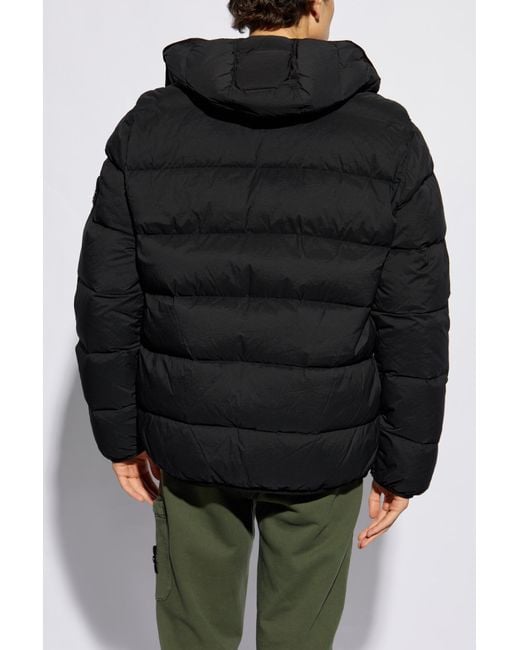 Stone Island Black Down Jacket With Hood, for men