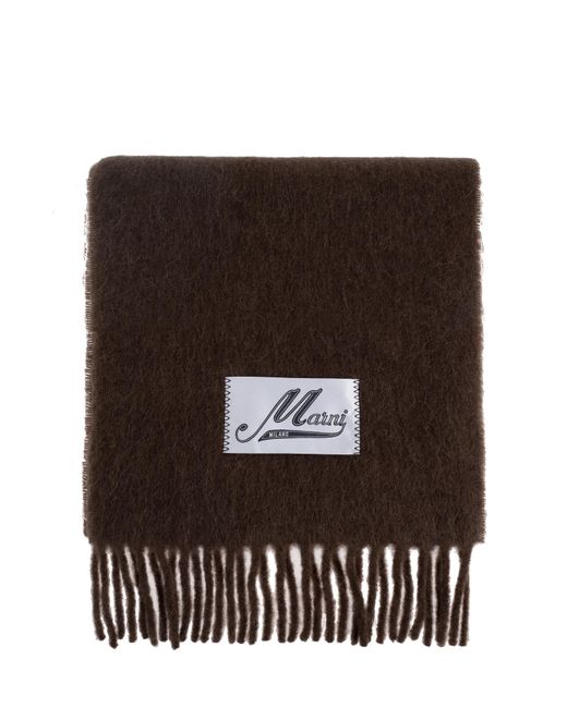 Marni Black Wool Scarf With Fringes