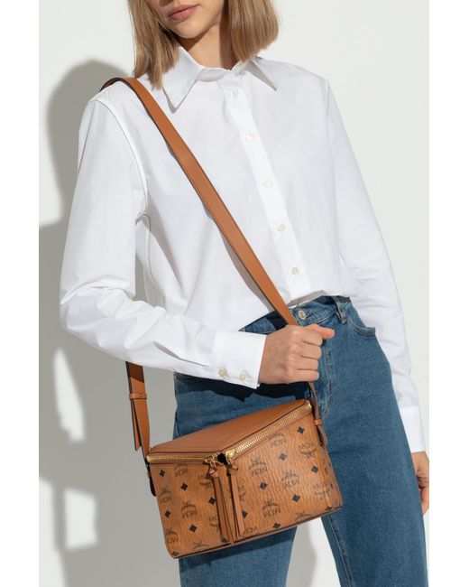 MCM Brown Shoulder Bag With `Visetos` Print