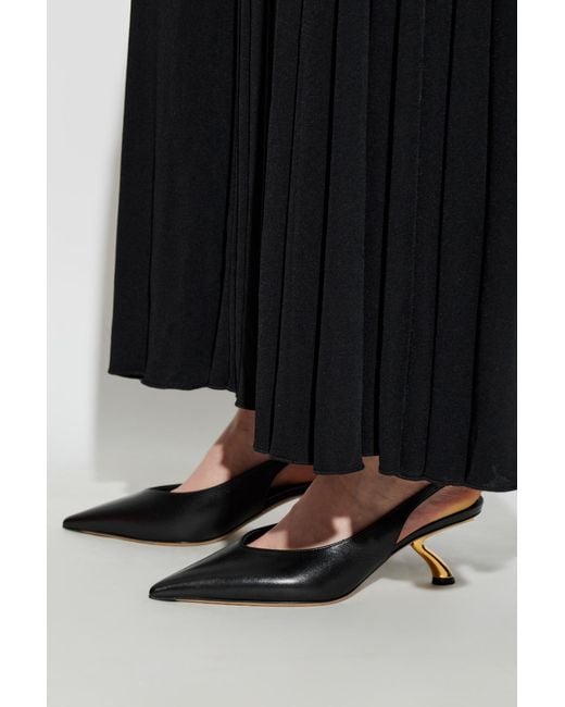 Ferragamo Black Leather Heeled Shoes "Cleya"