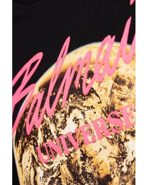Balmain Black T-Shirt With Print for men