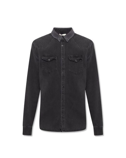 AllSaints 'flaxton' Denim Shirt in Black for Men | Lyst UK