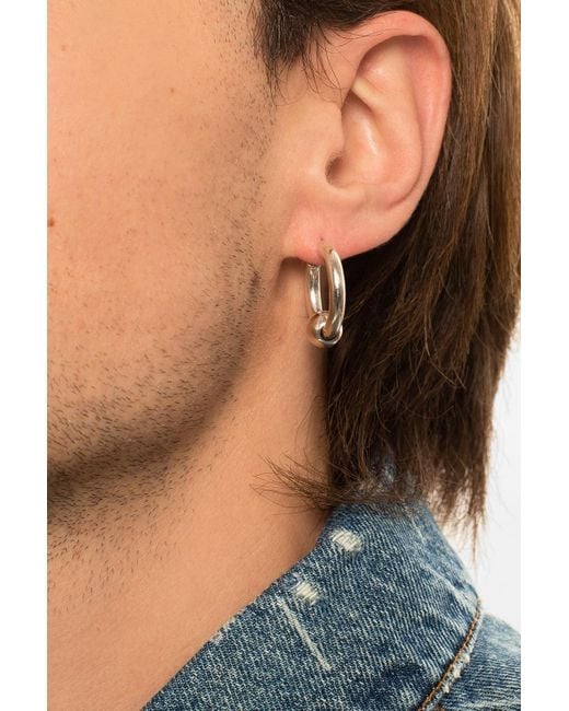 Balenciaga Sterling Silver Hoop Earring in Metallic for Men | Lyst