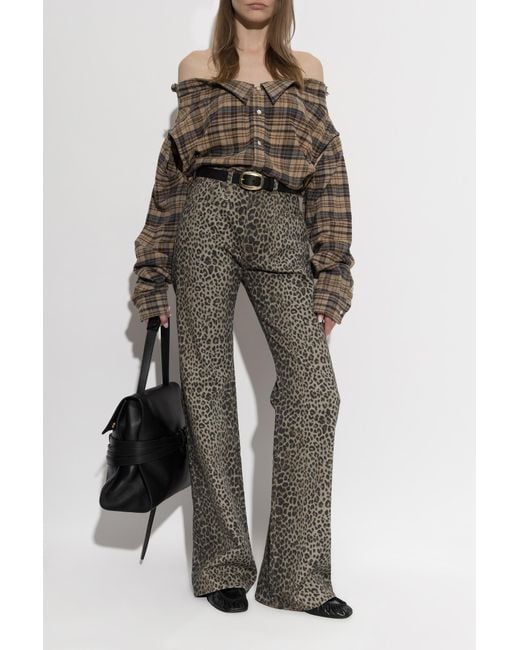R13 Brown Cotton Off-Shoulder Shirt