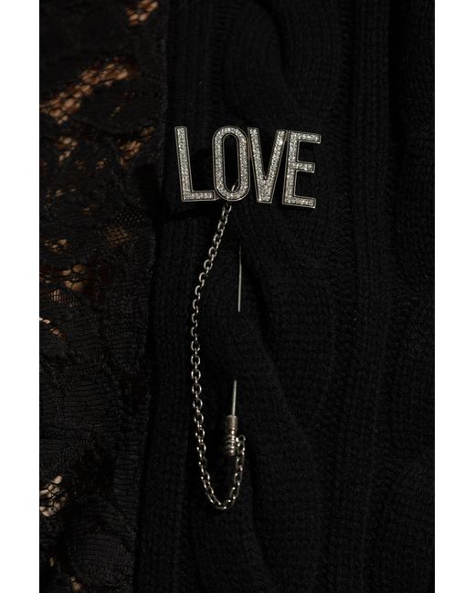 Moschino White Brooch With The Inscription 'Love'