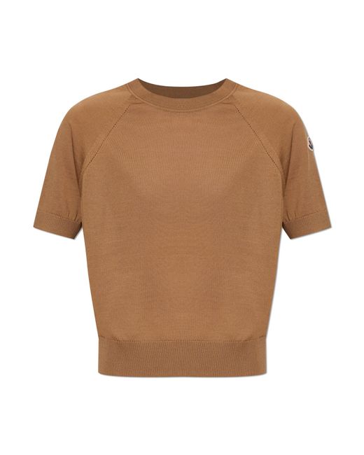 Moncler Brown Wool Top With A Crew Neckline