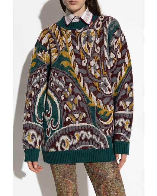 Etro Multicolor Patterned Sweater With A Round Neckline