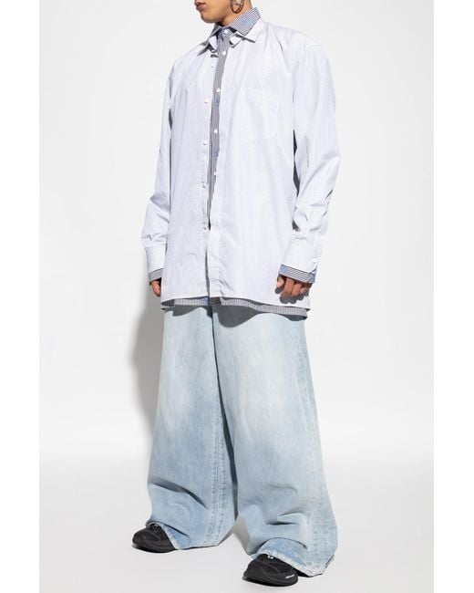 Vetements Blue Shirt With Striped Pattern for men