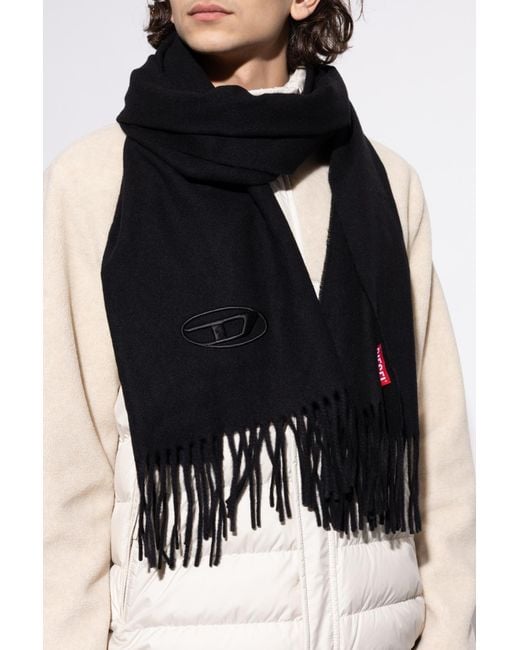 DIESEL Black Wool Scarf 'S-Imon-D-Long' for men