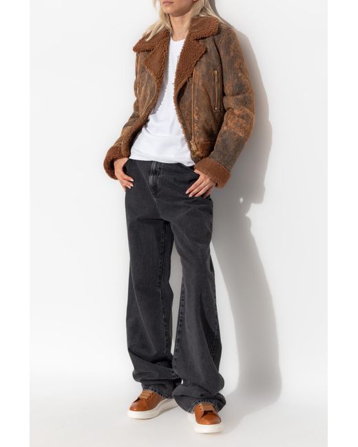 McQueen Brown Jacket With Fur Trim