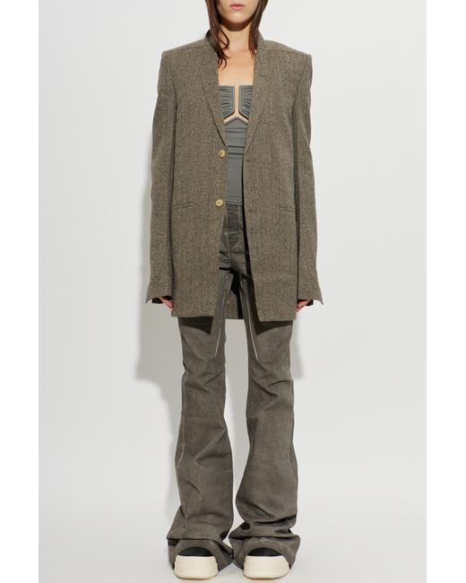 Rick Owens Green Wool Blazer With Single Vent for men