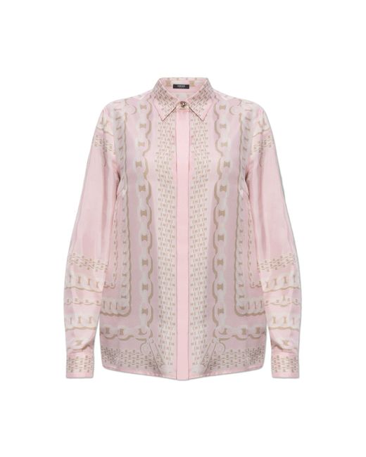 Versace Pink Silk Shirt With Concealed Placket