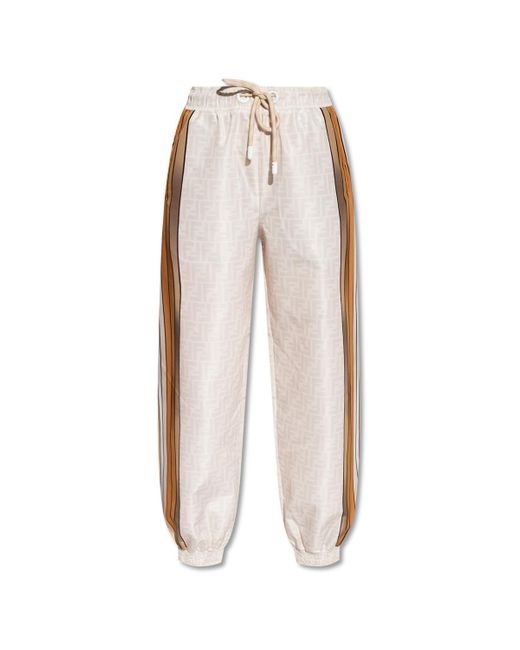 Fendi Trousers With Monogram in Cream 