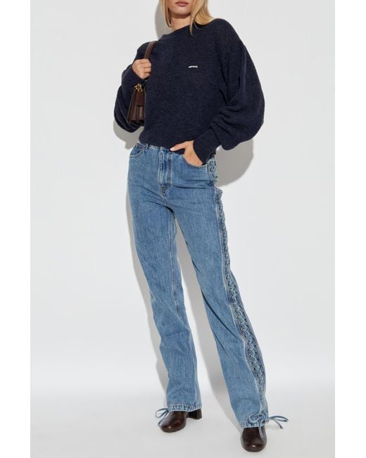 ROTATE BIRGER CHRISTENSEN Blue Sweater With Logo