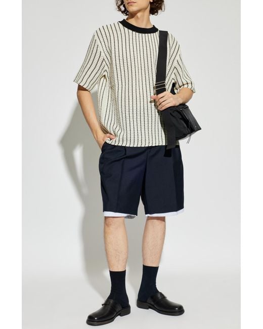 Jil Sander Blue Wool Shorts for men