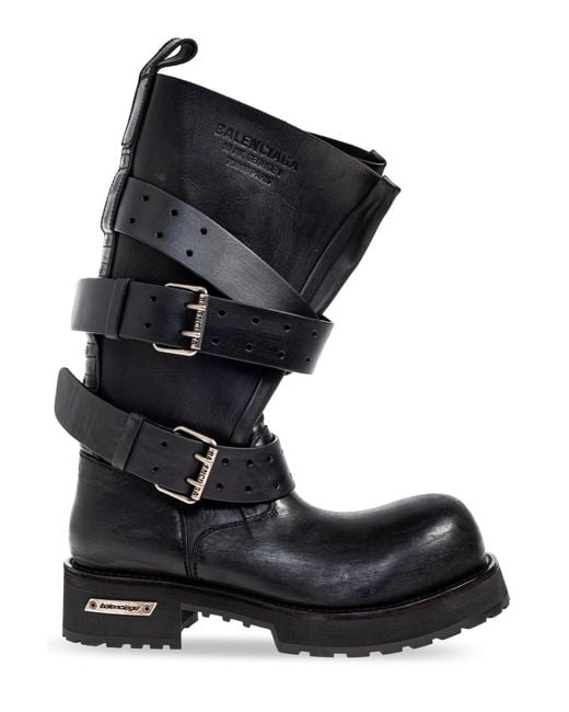 Balenciaga Black Leather Boots for men