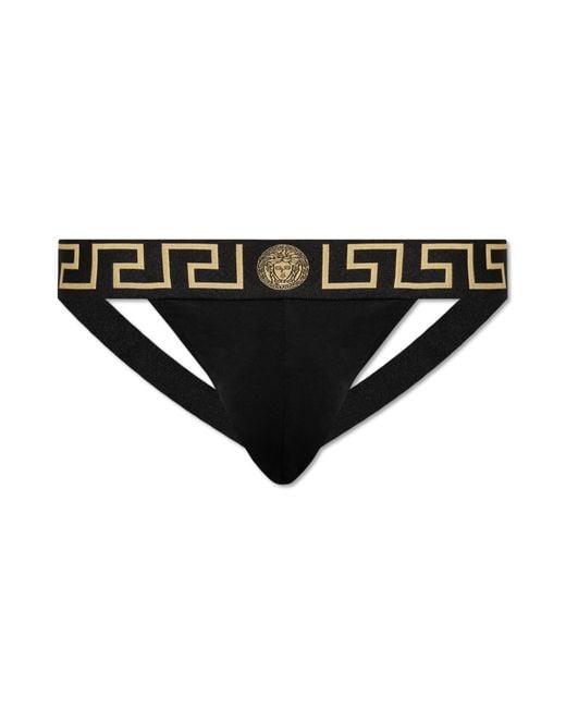 Versace Black Cotton Jockstraps for men