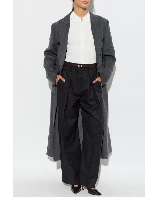Victoria Beckham Black Double-Breasted Coat With A Single Vent
