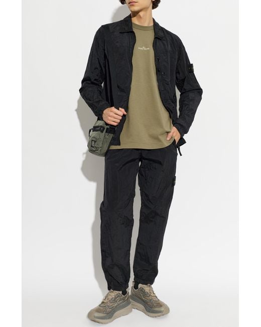 Stone Island Black Jacket With Logo Patch for men