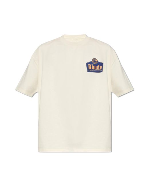 Rhude White T-Shirt With Logo for men