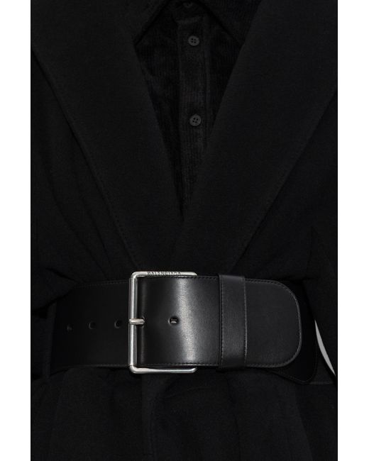 Balenciaga Black Wool Coat With Belt
