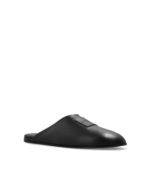 Givenchy Black Leather Slides With Logo