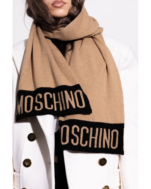 Moschino Natural Scarf With Logo