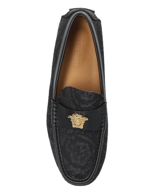 Versace Black Loafers With 'Barocco' Pattern for men
