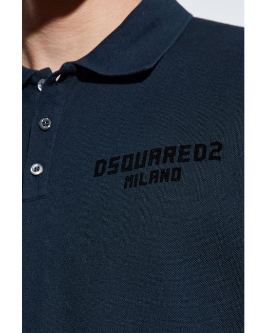 DSquared² Blue Polo With Logo for men