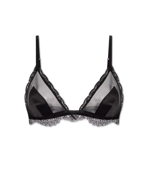 Dolce & Gabbana Black Silk Lace-Trimmed Bra