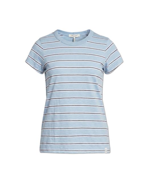 Rag & Bone Blue Striped Pattern T-Shirt