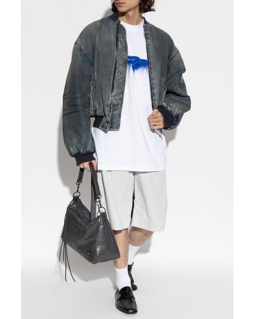 Balenciaga Gray 'Bomber' Denim Jacket for men