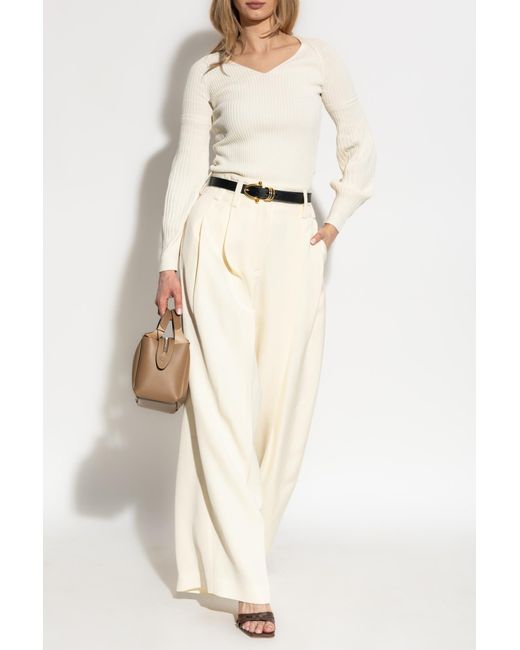 Max Mara White Ribbed Sweater 'gioisa',