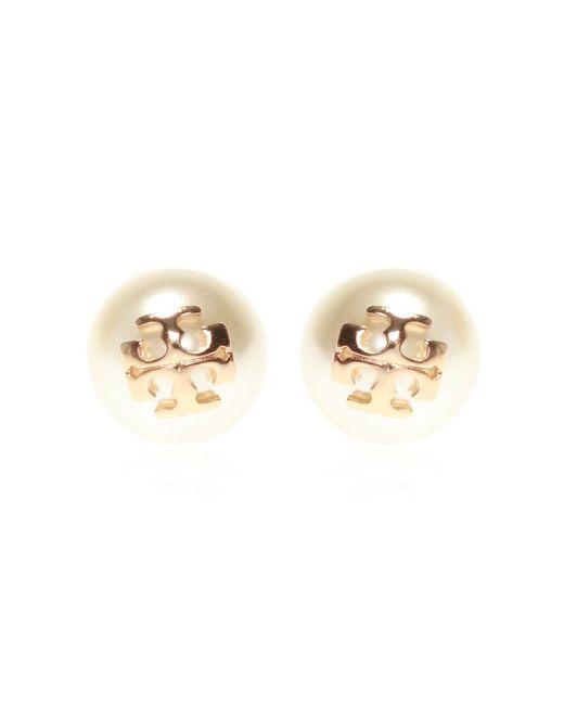 Tory Burch White Earrings With Logo