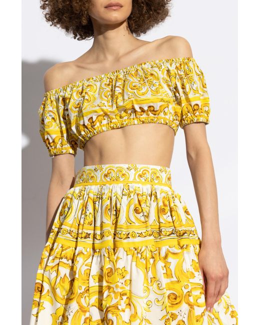 Dolce & Gabbana Yellow Top With 'Majolica' Print