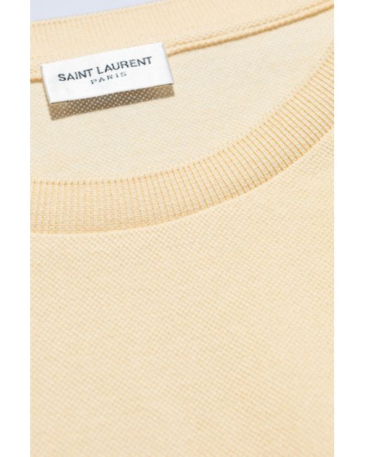 Saint Laurent White T-shirt With Embroidered Logo, for men
