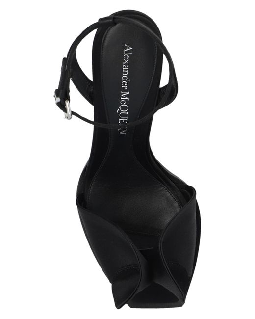 Alexander McQueen Black Heeled Sandals In Satin,