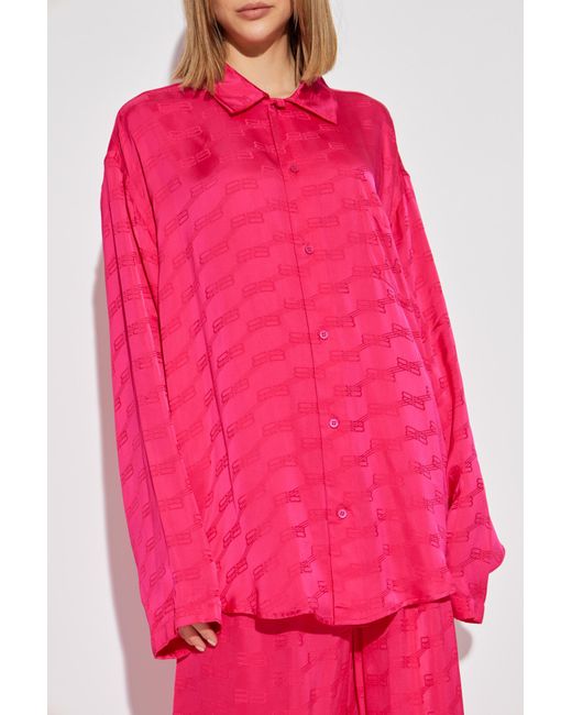 Balenciaga Pink Loose-Fit Shirt With Monogram