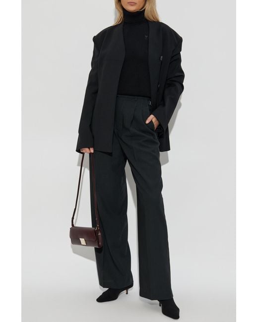 AMI Black Wool Turtleneck With Embroidered Logo