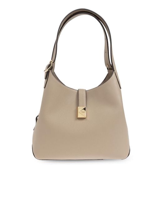 Kate Spade Natural Timeless Taupe Leather Deco Shoulder Bag