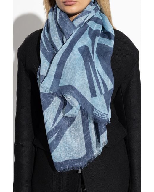 Moschino Blue Scarf With Logo