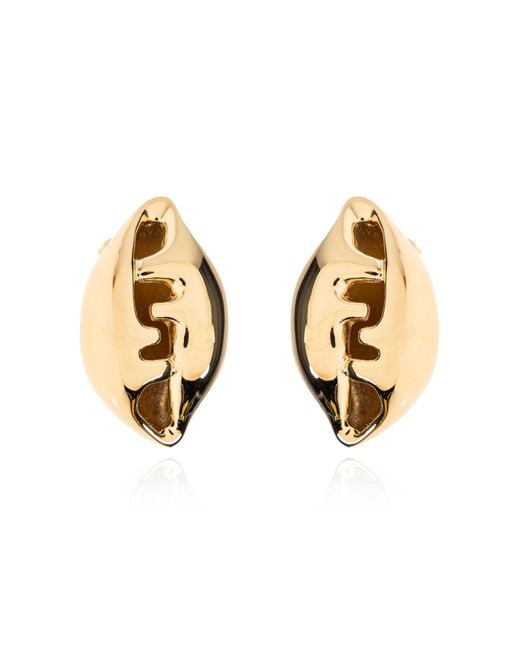 Fendi Natural Brass Shell-Shaped Earrings