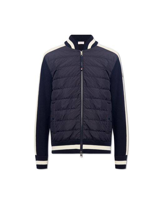 Moncler Blue Cardigan With Down Front, for men