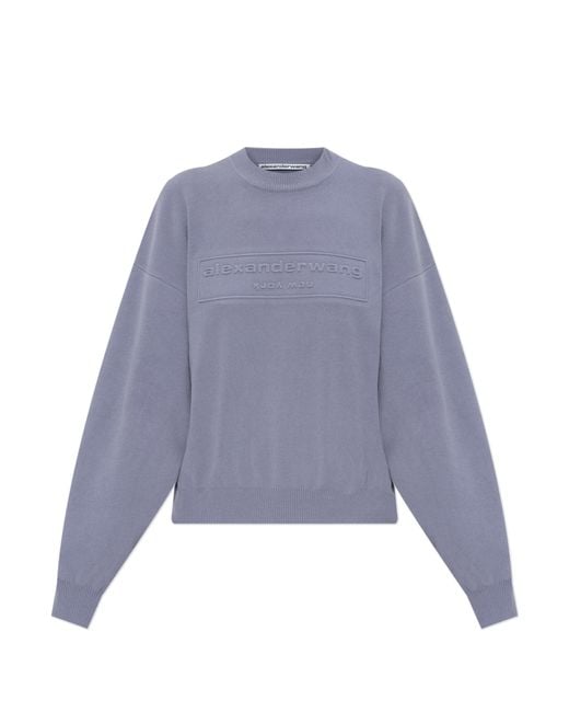 Alexander Wang Blue Sweater With Embossed Logo