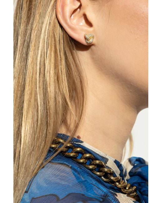 Kate Spade Metallic Brass Earrings With Shimmering Crystals