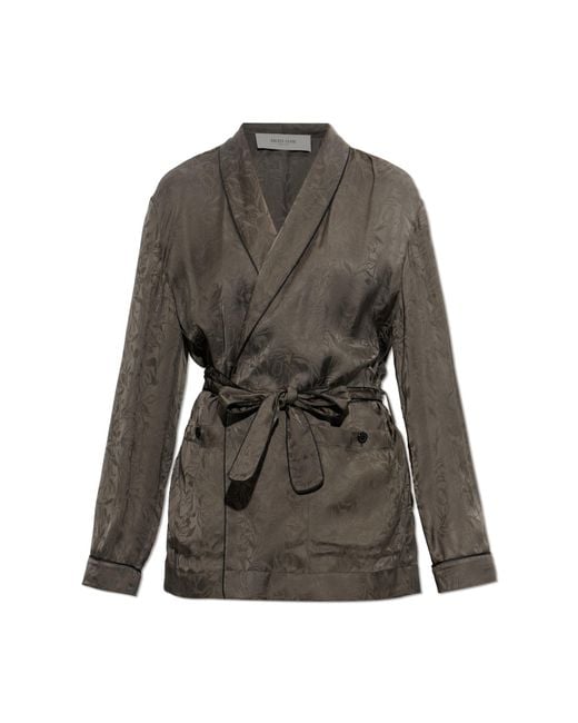 Golden Goose Deluxe Brand Gray Cardigan With Floral Motif