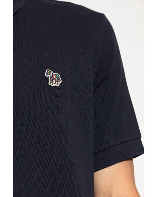 Paul Smith Blue Polo With Patch for men