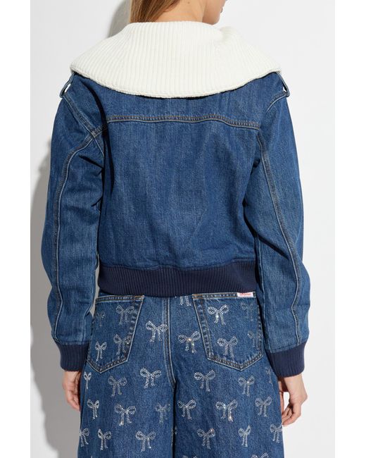 Self-Portrait Blue Denim Jacket With Detachable Collar